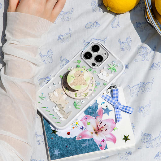 【青青呼吸】微风小狗·MagSafe圆啪嗒 MAGSAFE磁吸手机气囊支架 Round圆啪嗒系列 绿色 小狗 拼贴 商品图1