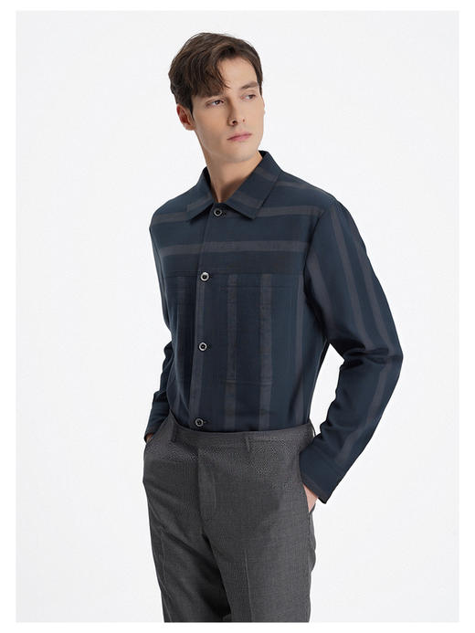 callisto藏青亚麻轻薄夹克外套 商品图3