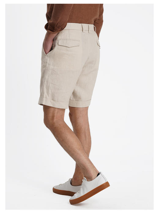 callisto糯米白百分百亚麻老钱风休闲短裤 商品图4