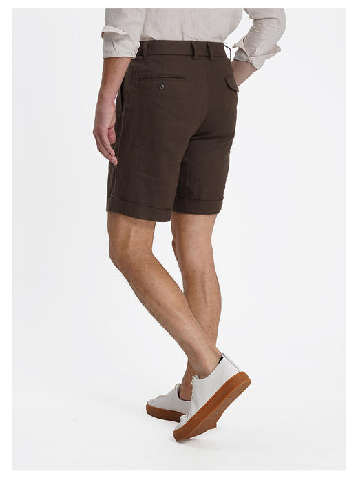 callisto榛果棕百分百亚麻老钱风休闲短裤 商品图4