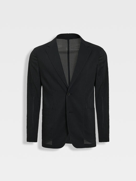 callisto璀璨黑立体微泡小棋盘格进口面料休闲西服 商品图0