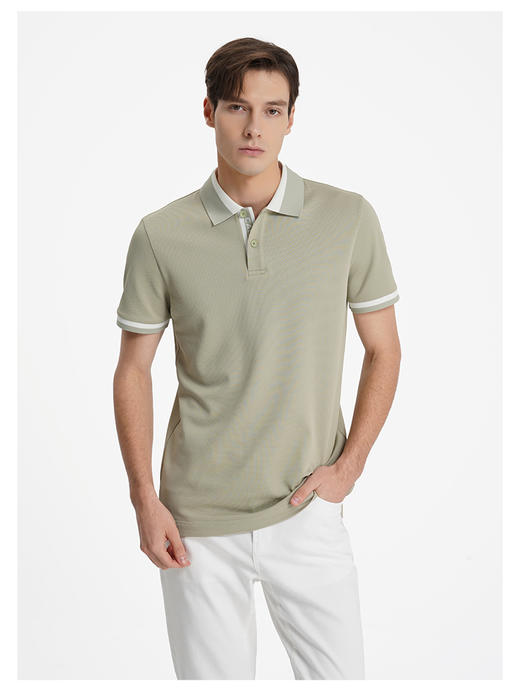 callisto海藻绿小珠地丝绵混纺弹力T恤 商品图2