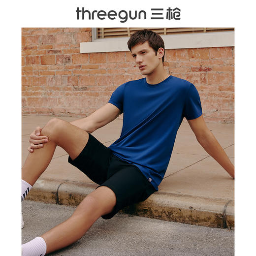Threegun三枪 【高支凉感棉】圆领男士短袖T恤-23467A211 商品图4