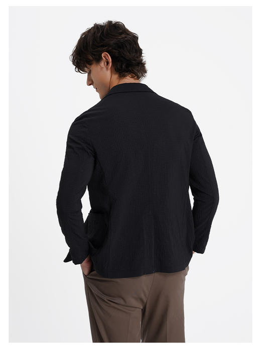 callisto璀璨黑立体微泡小棋盘格进口面料休闲西服 商品图4