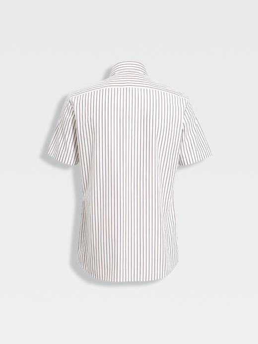 callisto浅调燕麦卡其条纹亲肤棉短袖衬衫 商品图1