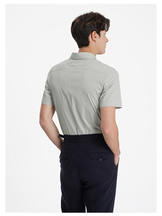 callisto雾感绿微泡肌理优雅意式领短袖衬衫 商品图4