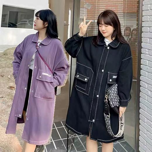 超级福利【诗铭洛可】2026XC7558 工装明线牛仔可抽绳风衣外套 商品图0