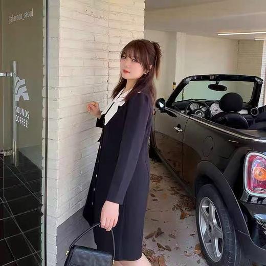 【诗铭洛可】XC7621连衣裙拼色小香风长袖裙 商品图1