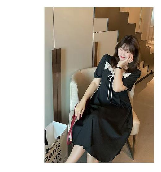 【诗铭洛可】XC2268连衣裙撞色领口小黑裙B14-1长款/B16-3短款 商品图4