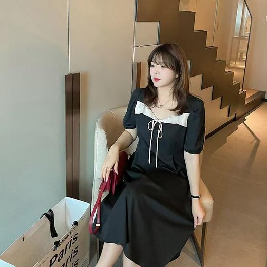 【诗铭洛可】XC2268连衣裙撞色领口小黑裙B14-1长款/B16-3短款 商品图1