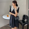 【诗铭洛可】XC2285 连衣裙短款赫本风拼色娃娃领裙子A13-2/B13-2 商品缩略图0