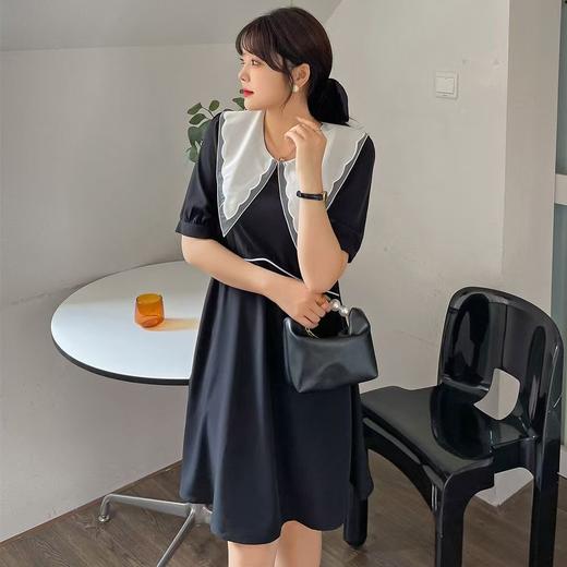 【诗铭洛可】XC2285 连衣裙短款赫本风拼色娃娃领裙子A13-2/B13-2 商品图0