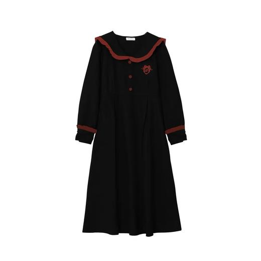  【诗铭洛可】XC7857连衣裙高级感翻领小标刺绣长袖裙 商品图2