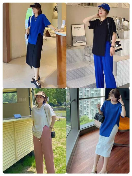 【诗铭洛可】W816 不规则波浪泡泡纹针织T恤 商品图3