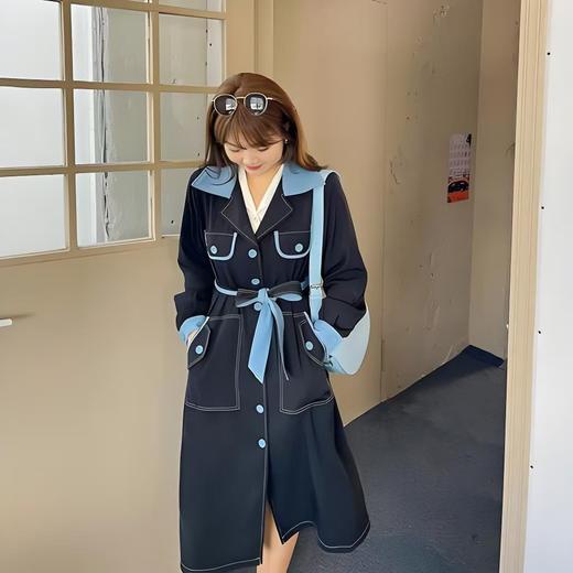 【诗铭洛可】XCX220 撞色风衣外套复古撞色大码B14-1 商品图6