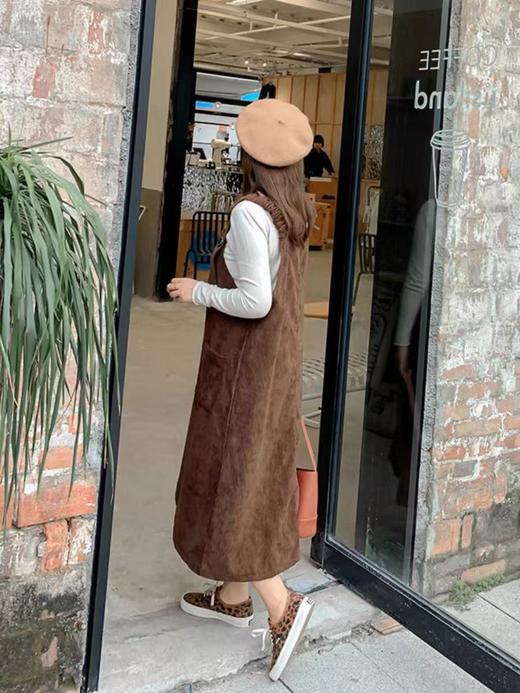 【诗铭洛可】XC2122背带裙法式复古大码条绒单件裙B17-4 商品图2