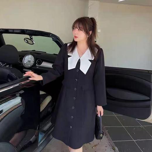 【诗铭洛可】XC7621连衣裙拼色小香风长袖裙 商品图3