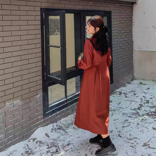  【诗铭洛可】XC7857连衣裙高级感翻领小标刺绣长袖裙 商品图4