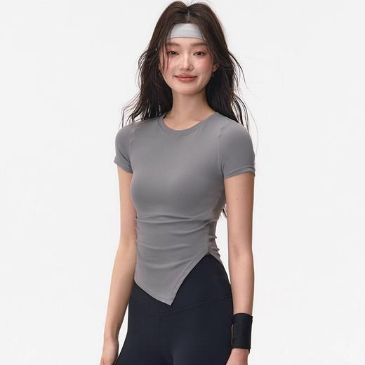 跃牌【禅语梵心】凉感透气抗菌不对称收腰运动上衣女短袖T恤DX5455 商品图0