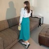 已停发，预计3.4日发【诗铭洛可】W760半裙简约绿色压褶半身裙 商品缩略图1