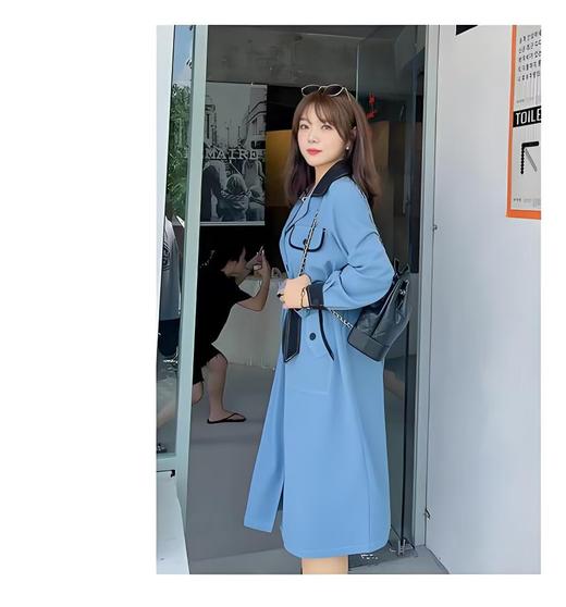 【诗铭洛可】XCX220 撞色风衣外套复古撞色大码B14-1 商品图4