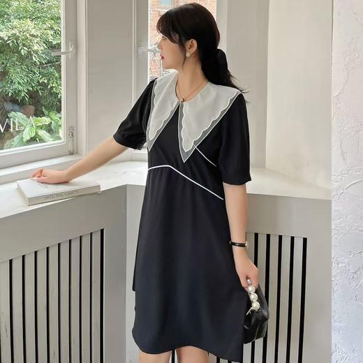 【诗铭洛可】XC2285 连衣裙短款赫本风拼色娃娃领裙子A13-2/B13-2 商品图3