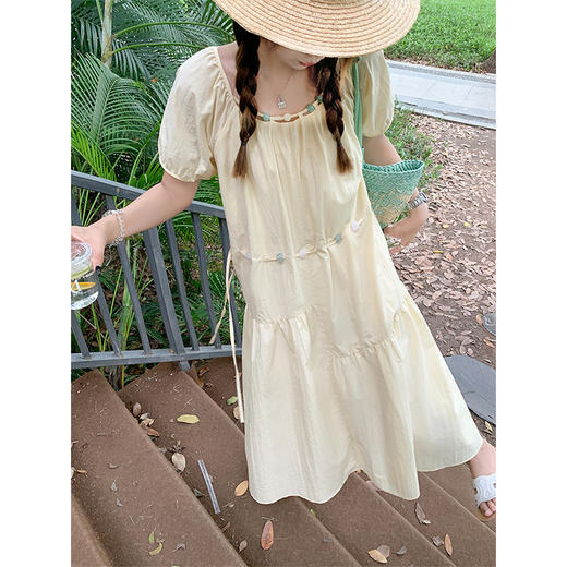 <曾小咸推荐>度假风方领绝美长款减龄连衣裙 商品图1