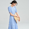 丁摩 夏季新款蓝白格子气质收腰连衣裙女短袖长裙5ZF-18280 商品缩略图2