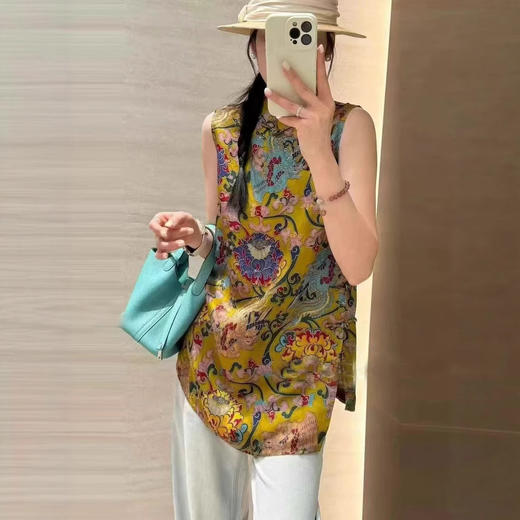 丁摩 新款新中式国风旗袍女设计感超好看提花气质无袖上衣5ZF-691 商品图1