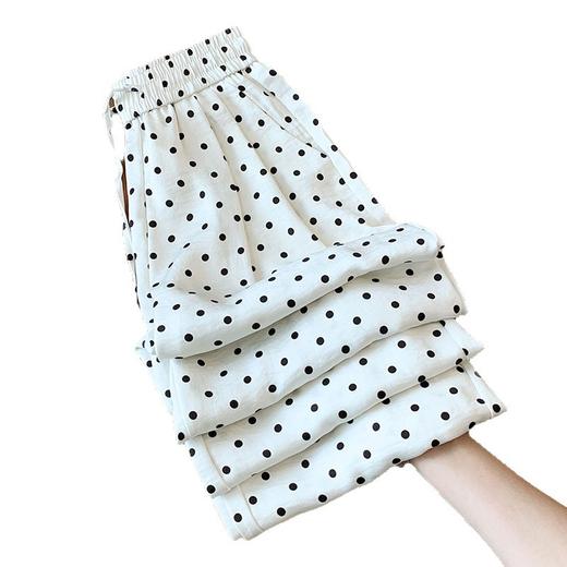 丁摩 【高品质】冰丝波点阔腿裤女夏季慵懒感高腰显瘦宽松仿醋酸缎面直筒裤子5ZF-B03 商品图4