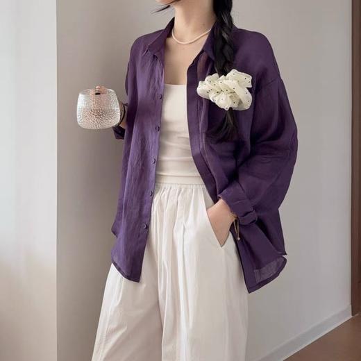 COICI紫色苎麻衬衫 | 今年夏天流行“紫色衬衫”，太显白了！【5-7天（不含周末）发货】 商品图0