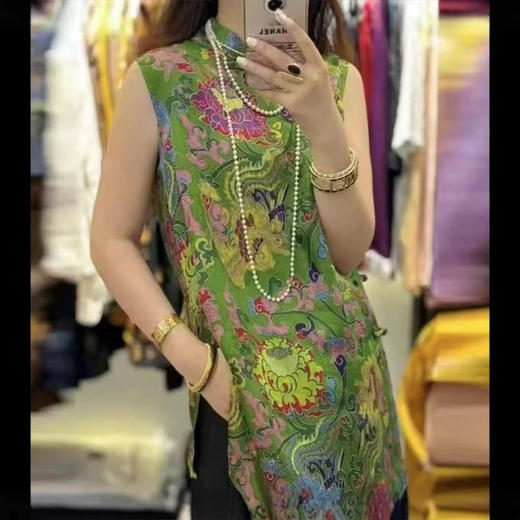 丁摩 新款新中式国风旗袍女设计感超好看提花气质无袖上衣5ZF-691 商品图4