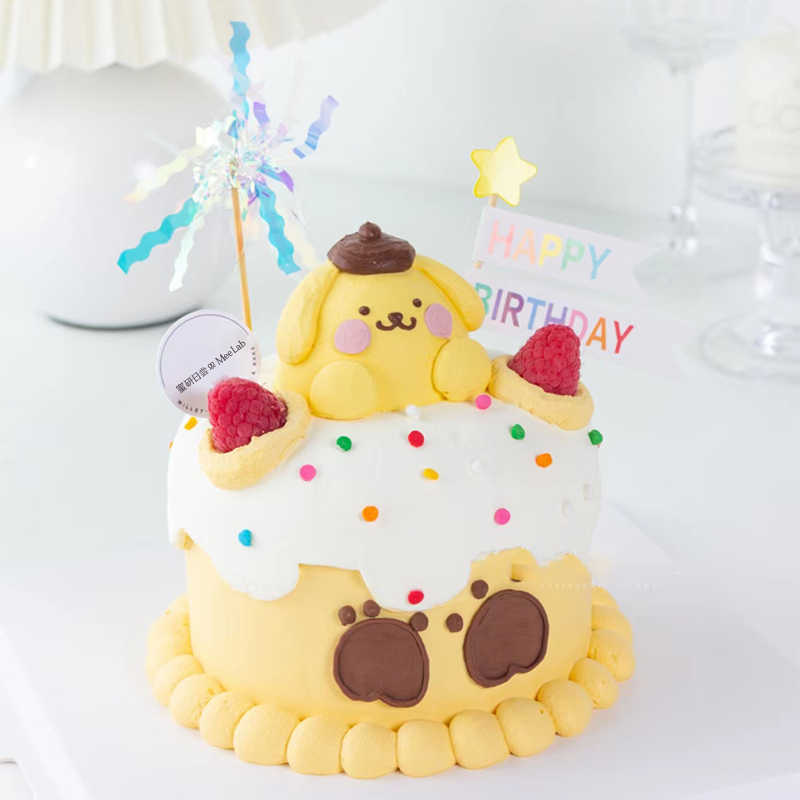 P014 “奶油霜手绘布丁狗” 手绘蛋糕