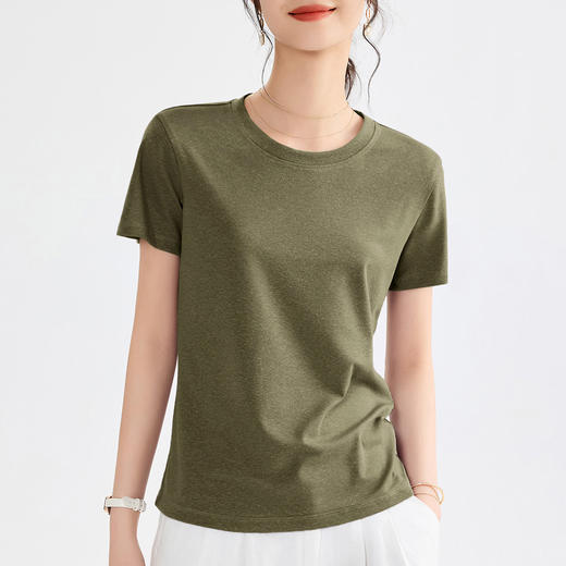丁摩 莱赛尔天丝亚麻面膜T恤女夏季短袖薄款打底衫宽松上衣服5ZF-M683 商品图6