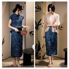 MAX.GLOREA国风国韵 双面提花印花 蓝色复古桑蚕服 繁盛花卉 层次丰富细腻 商品缩略图2