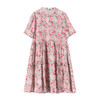 丁摩 复古粉色小碎花真丝连衣裙宽时尚短袖桑蚕丝A字裙子5ZF-69361 商品缩略图4