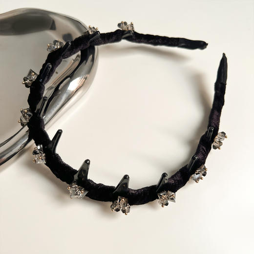 丁摩 韩国丝绒水钻轻奢高级感发箍女夏季麻花波浪发饰防滑洗脸发卡头箍5ZF-1153 商品图7