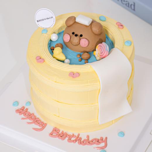 P021 “泡澡小熊” 手绘蛋糕 商品图0