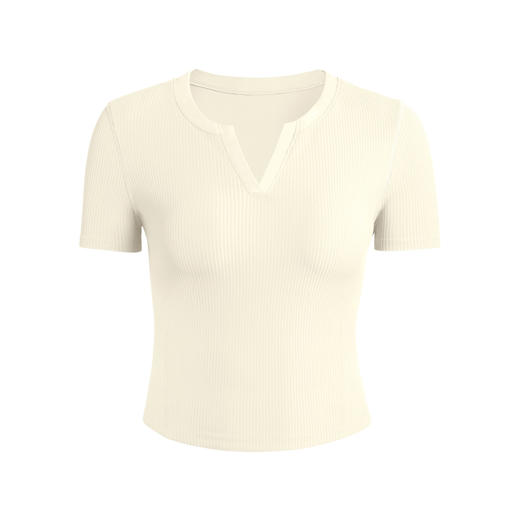 跃牌【倚窗听雨】Athena 夏新款瑜伽服女透气修身显瘦V领短袖运动健身T恤上衣DA107 商品图1