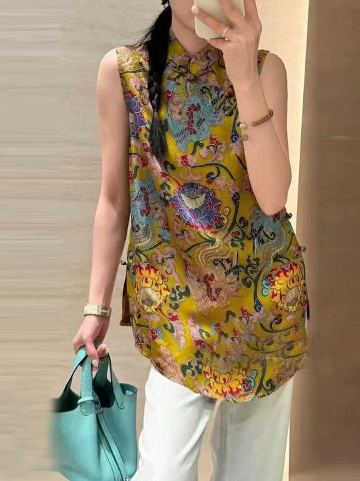 丁摩 新款新中式国风旗袍女设计感超好看提花气质无袖上衣5ZF-691 商品图7