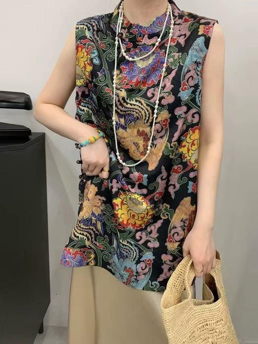 丁摩 新款新中式国风旗袍女设计感超好看提花气质无袖上衣5ZF-691 商品图6