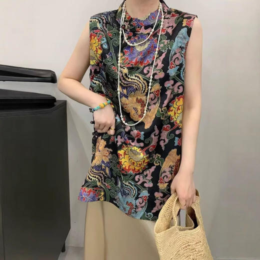 丁摩 新款新中式国风旗袍女设计感超好看提花气质无袖上衣5ZF-691 商品图3