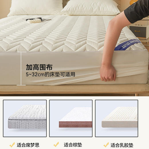 自然醒全棉波纹透气床笠床褥垫套家用卧室防滑褥子宿舍垫被席梦思保护垫薄软垫LN 商品图4