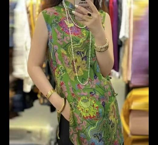 丁摩 新款新中式国风旗袍女设计感超好看提花气质无袖上衣5ZF-691 商品图5