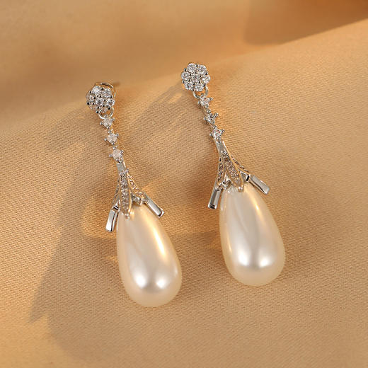 雀说长款设计水滴珍珠耳环女轻奢高级感耳钉S925银针时尚气质法式耳饰AL1010 商品图2