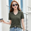 雀说翻领短袖中老年装洋气修身纯色大码薄衬衫上衣女士t恤AL489 商品缩略图3