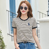 雀说条纹短袖圆领撞色刺绣宽松女装T恤减龄时尚新款AL500 商品缩略图3