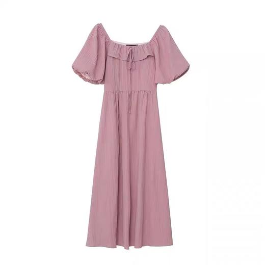 【诗铭洛可】XCY862荷叶边连衣裙可一字肩可方领黑B10-1/粉A11-2 商品图4