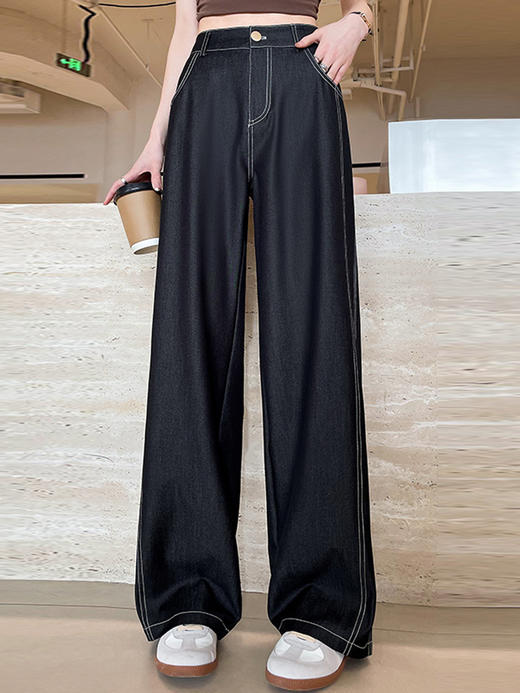 【百图lulu定制】【垂垂牛仔裤】垂顺丝滑柔软不挑腿型 侧面双线设计分化腿部宽度 显瘦牛仔裤 商品图2