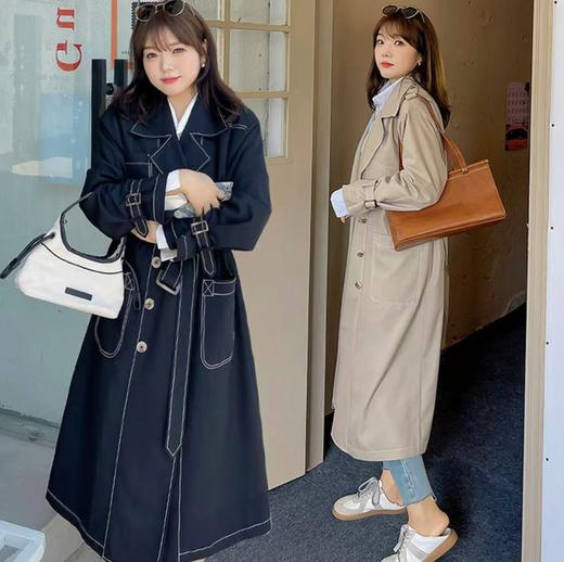 【诗铭洛可】XCA418风衣外套明线双排扣大码外套 商品图0